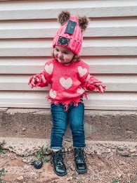 Wholesale  Infant Toddler Girl Heart Distressed Sweater