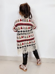 Wholesale Mommy and Me Christmas Fringe Cardigan