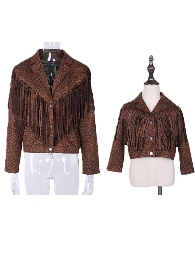 Mommy and Me Leopard fringed suede jacket