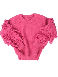 Wholesale Girl's Pink Fringe Sleeve Sweater Worldwide