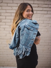 Wholesale  Acid Washed Fringe Denim Jackets