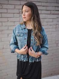 Wholesale  Acid Washed Fringe Denim Jackets