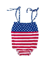 Wholesale Stars and Stripes 4th July Tie Romper