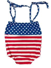 Wholesale Stars and Stripes 4th July Tie Romper