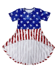 Wholesale 4th of July Hi-Lo Dress and Shorts Set