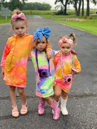 Wholesale Girls Tie - dyed Long Hoodie Dress