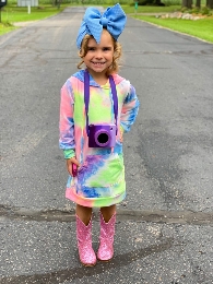 Wholesale Girls Tie - dyed Long Hoodie Dress