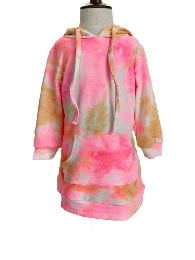 Wholesale Girls Tie - dyed Long Hoodie Dress