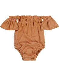 Kids' Suede Fabric Off Shoulder Leotards