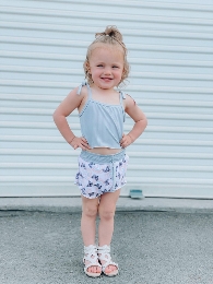 Wholesale Girl's Tie Top and Print Bummies Outfits