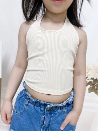 Wholesale Kid's Back Tie Solid Color Halter Top