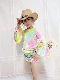 Wholesale Kid's Tie Dye Velvet Bell Tops