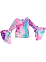 Wholesale Kid's Tie Dye Velvet Bell Tops