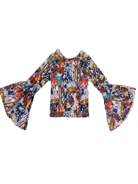 Wholesale Kids' Printed Bells Sleeve Tops