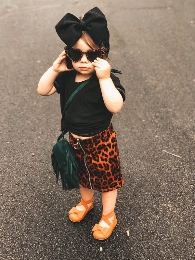 Children's Leopard & Snake Print Leather Skirt