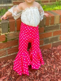 Kid's Hot Pink Polka Dot Flared Bells