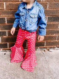 Wholesale Kid's Hot Pink Polka Dot Flared Bells