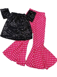 Wholesale Kid's Hot Pink Polka Dot Flared Bells