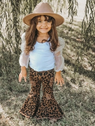 Wholesale  Mommy and Me Leopard  Bell-Bottom Jeans