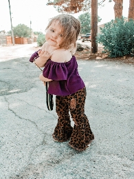 Wholesale  Mommy and Me Leopard  Bell-Bottom Jeans