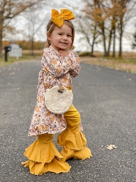 Wholesale Kid's Solid Color Jean Double Bell Bottoms