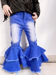 Wholesale Kid's Solid Color Jean Double Bell Bottoms