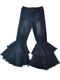 Wholesale Kid's Solid Color Jean Double Bell Bottoms