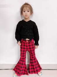 Wholesale  Buffalo Plaid Jacket And Bells Set