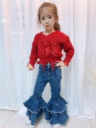 Wholesale Kid's Blue Denim Dual Bells Bottom