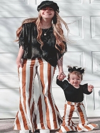 Wholesale Mommy and Me Orange Stripe Jean Bells