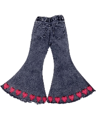 Wholesale Kid's Embroidery Hearts Jeans Bells