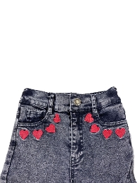 Wholesale Kid's Embroidery Hearts Jeans Bells