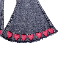 Wholesale Kid's Embroidery Hearts Jeans Bells