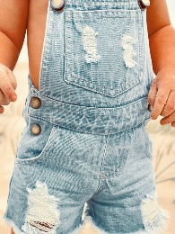 Wholesale Kid's Denim Distressed Overalls