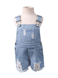 Wholesale Kid's Denim Distressed Overalls