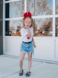 Wholesale Girl's Shiny Fringe Jean Shorts