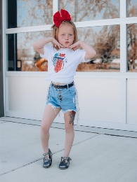 Wholesale Girl's Shiny Fringe Jean Shorts