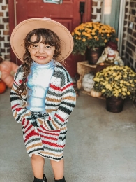 Wholesale Mom and Me Cozy Stripe Sweater Cardigan