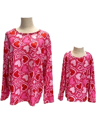 Adults' Size-Mommy and Me Pink  Tie dye Heart Top