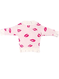 New Arrival Kid's Red Lips White Distressed Sweater