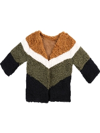 Hot Selling Kid's Contrast Colors Sherpa Cardigan