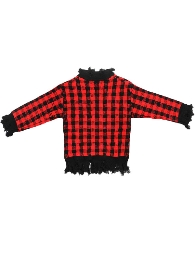 Hot selling Kids' Size-Mom and Me Red/Black Plaid Distressed Sweater