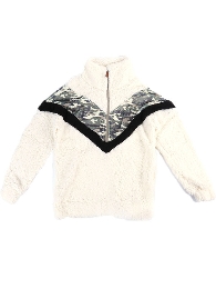 Kids' Size-Mom and Me Camo Black White Sherpa Pullover