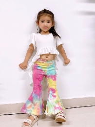 Wholesale  Mommy and Me Tie Dye Bell-Bottom Jeans