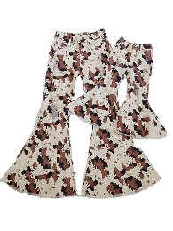 Wholesale Cow Print Flared Jeans