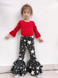 New Style Kid's Black Star Jean Double Bell Bottoms