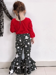 New Style Kid's Black Star Jean Double Bell Bottoms