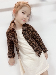 Wholesale Children's Leopard Denim Jacket