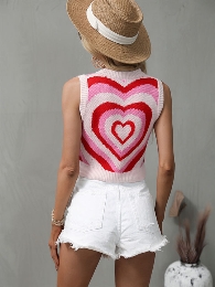 New Style Mom&Me Pink Heart Knitted Vest