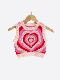 New Style Mom&Me Pink Heart Knitted Vest